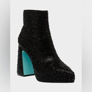 NIB Betsey Johnson Della Black Rhinestone Booties size 7.5